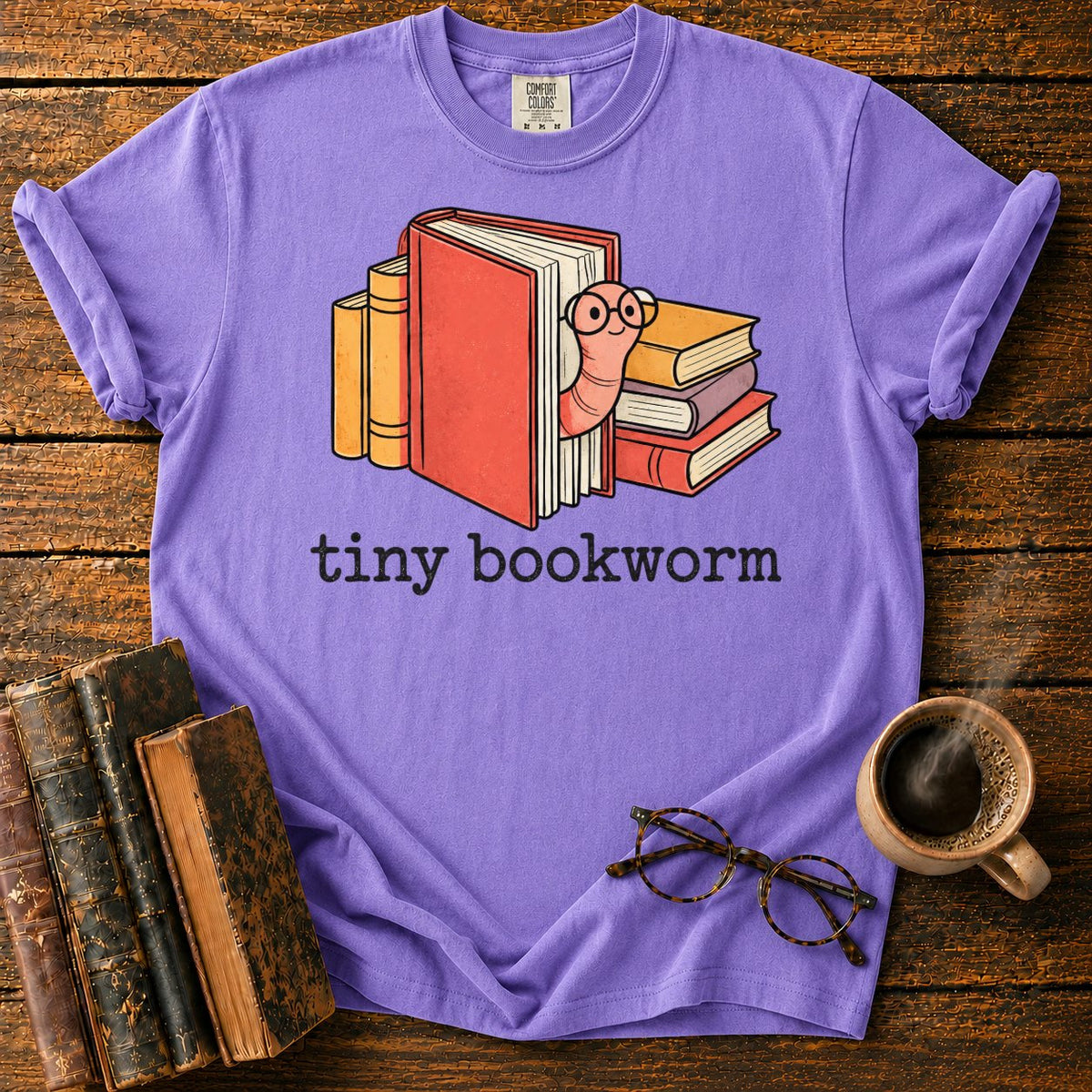 Tiny Bookworm T-Shirt in Violet – BooksThreads