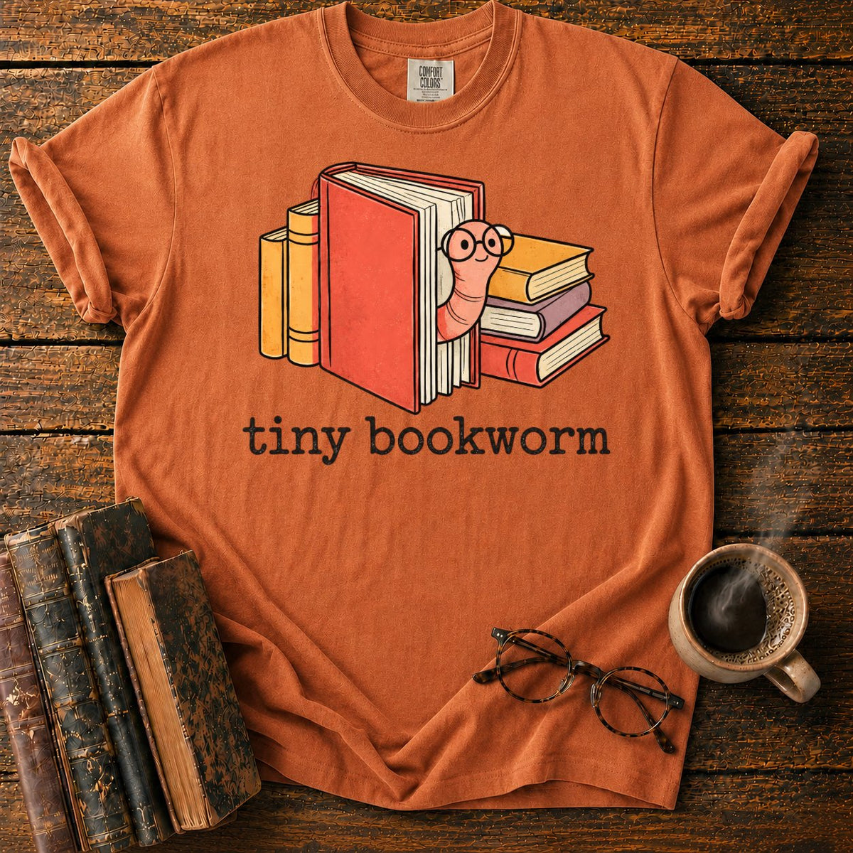 Tiny Bookworm T-Shirt in Yam – BooksThreads