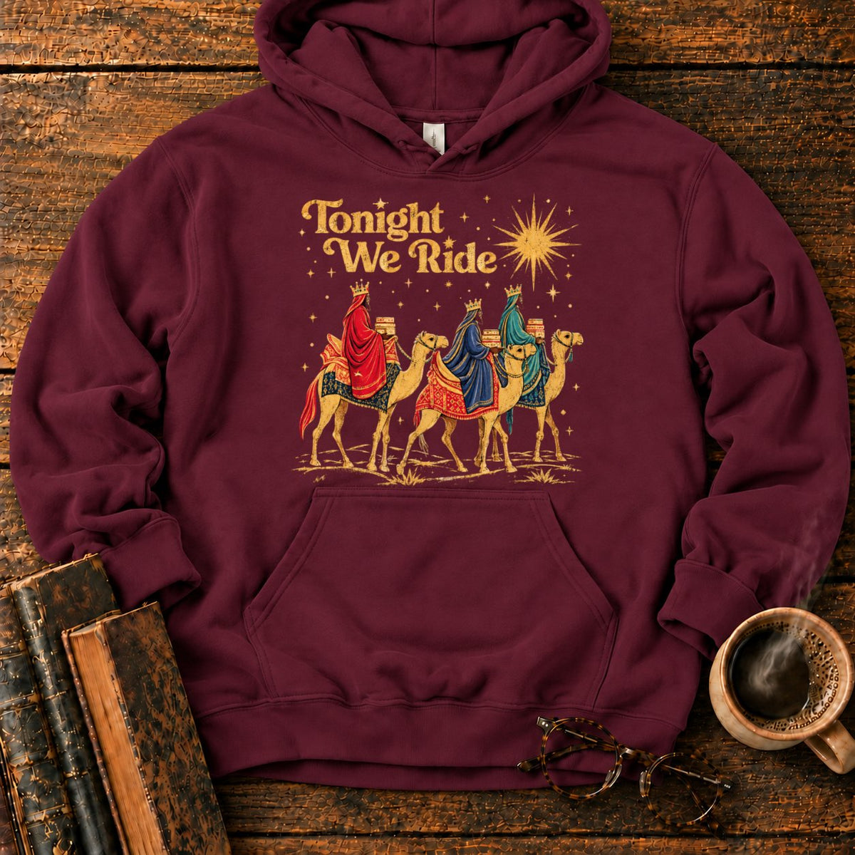 Tonight We Ride Vintage Camel Riders Hoodie in Maroon – BooksThreads