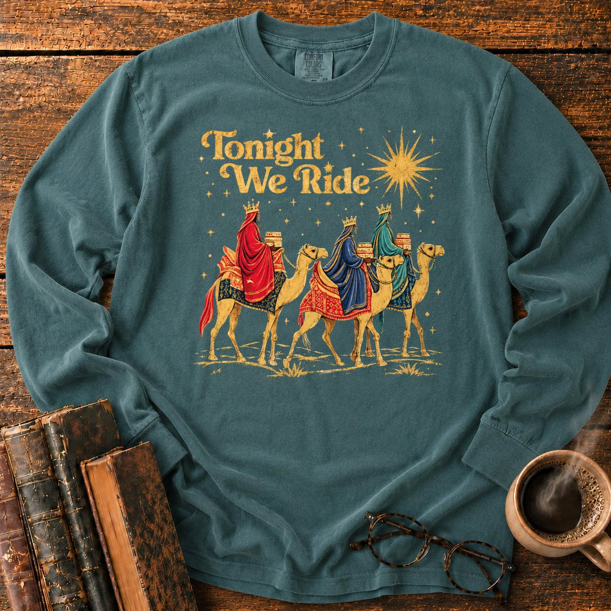 Tonight We Ride Vintage Camel Riders LS T-Shirt in Blue Spruce – BooksThreads