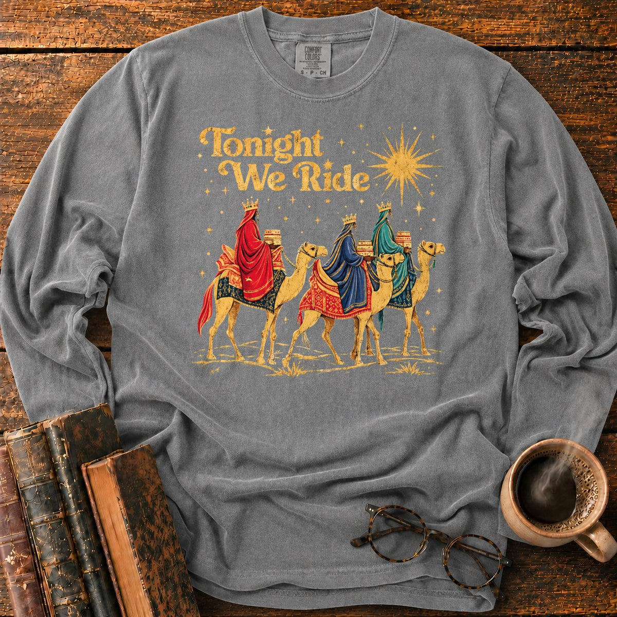 Tonight We Ride Vintage Camel Riders LS T-Shirt in Pepper – BooksThreads