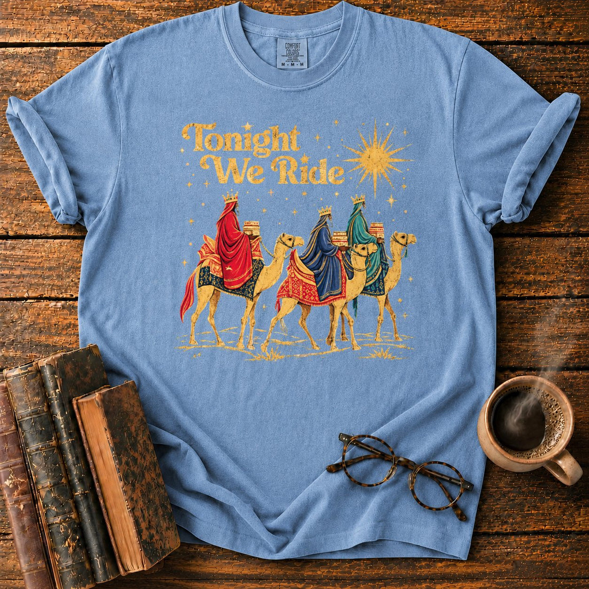 Tonight We Ride Vintage Camel Riders T-Shirt in Blue Jean – BooksThreads