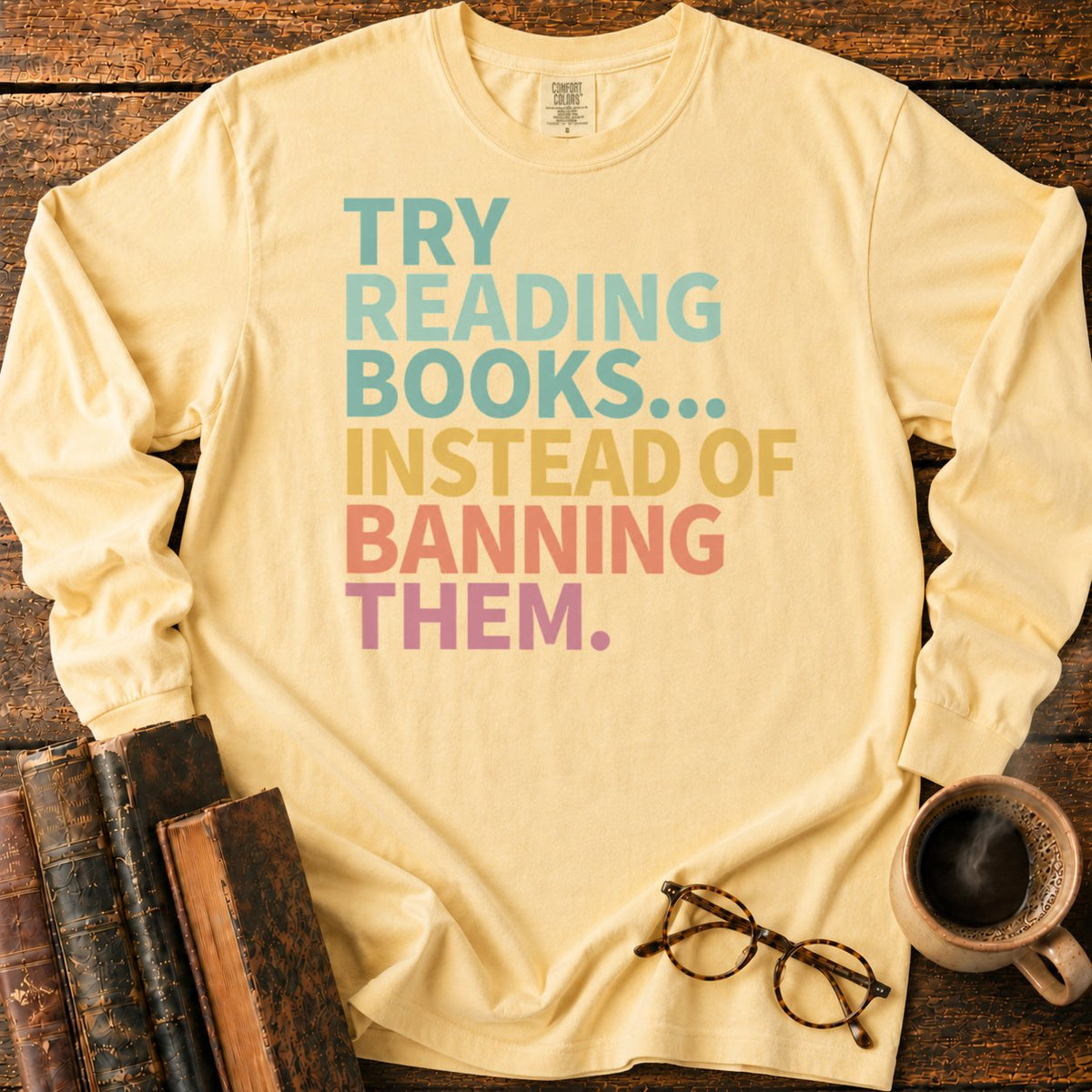 Try Reading Books LS T-Shirt in Butter – BooksThreads