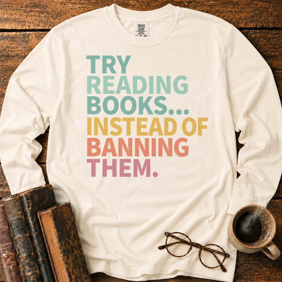 Try Reading Books LS T-Shirt in Ivory – BooksThreads