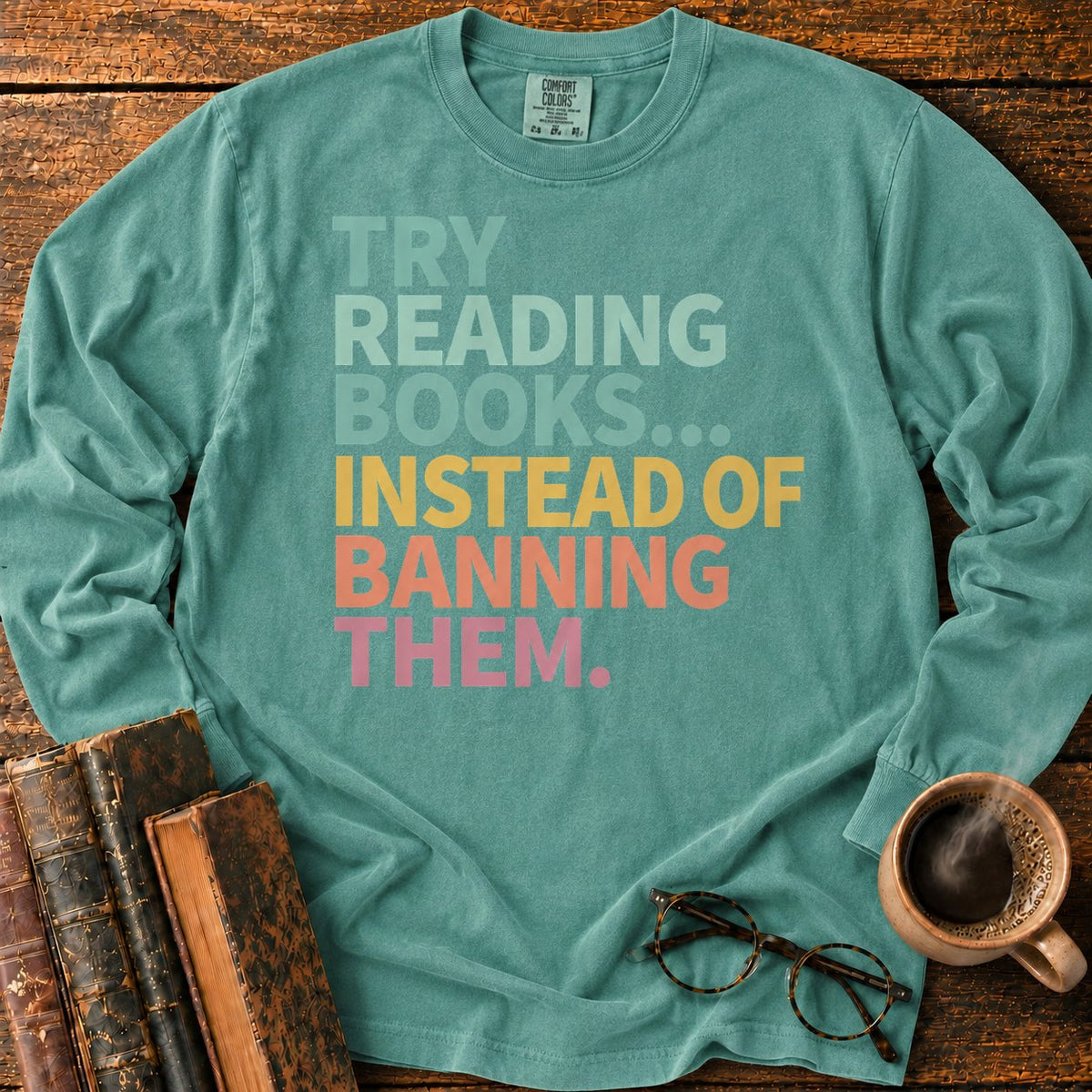Try Reading Books LS T-Shirt in Light Green – BooksThreads