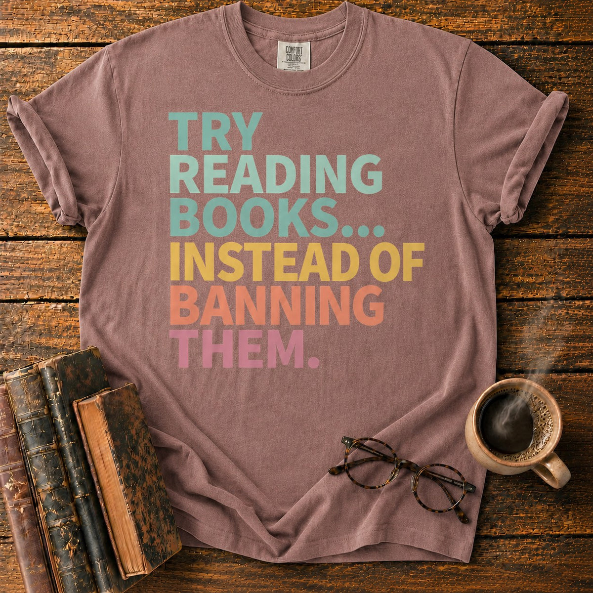 Try Reading Books T-Shirt in Espresso – BooksThreads