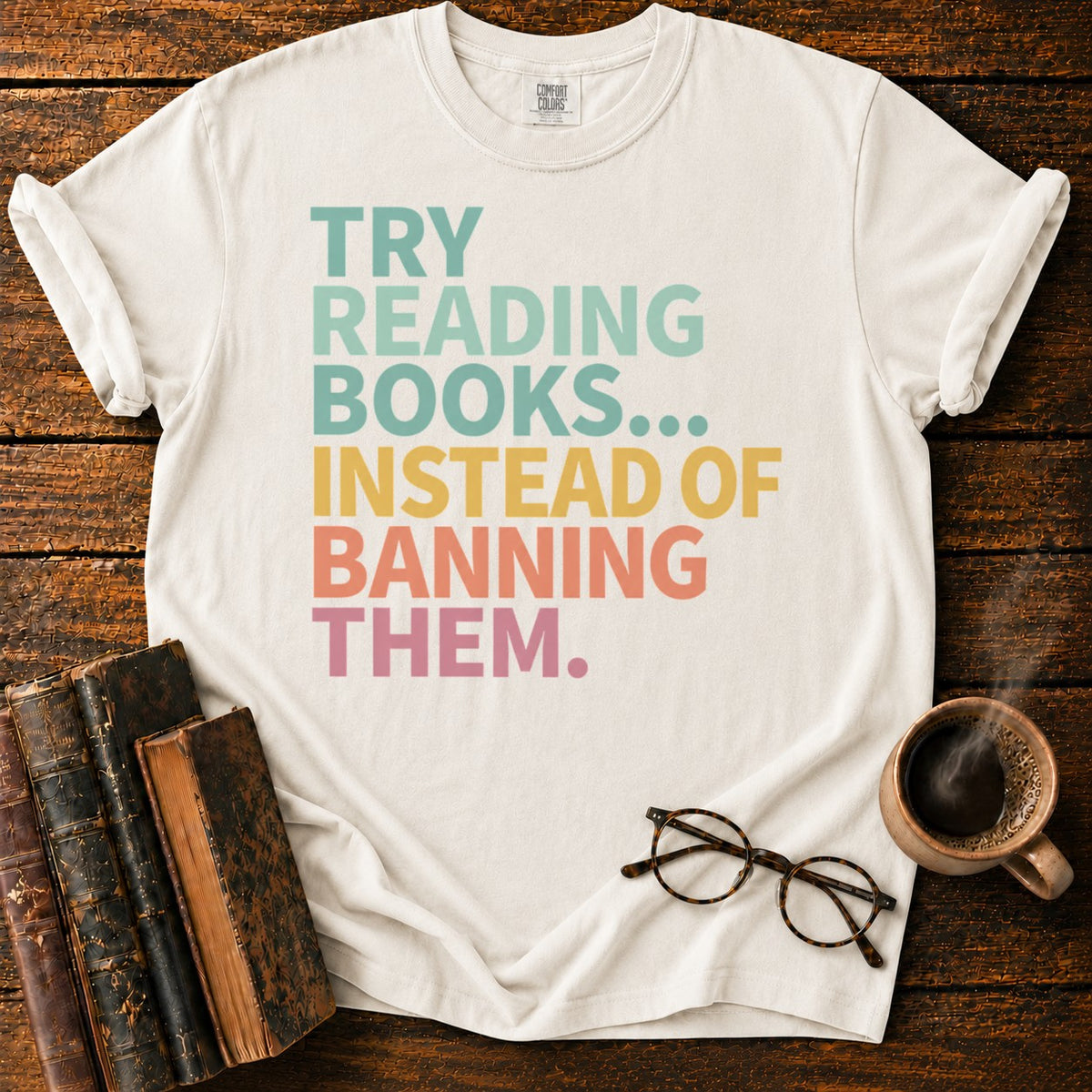 Try Reading Books T-Shirt in White – BooksThreads