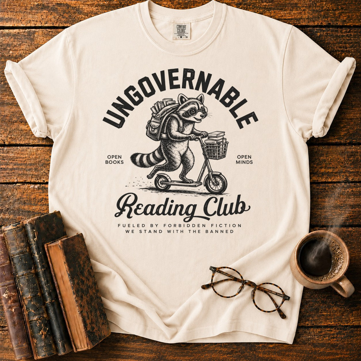 Ungovernable Reading Club Raccoon T-Shirt in Ivory – BooksThreads