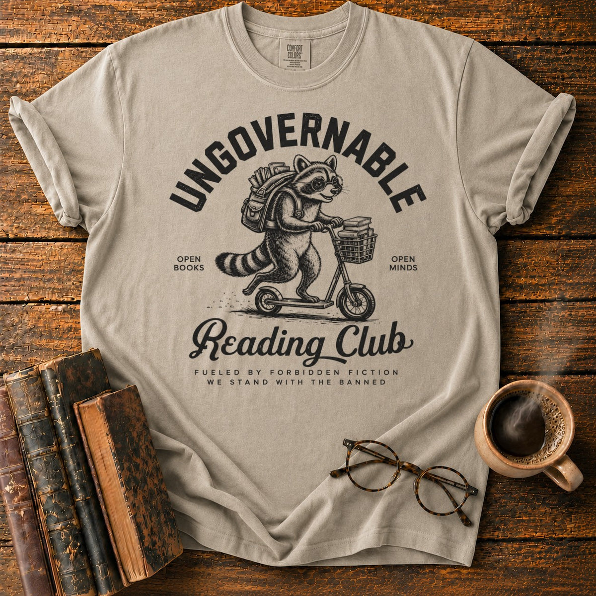 Ungovernable Reading Club Raccoon T-Shirt in Khaki – BooksThreads