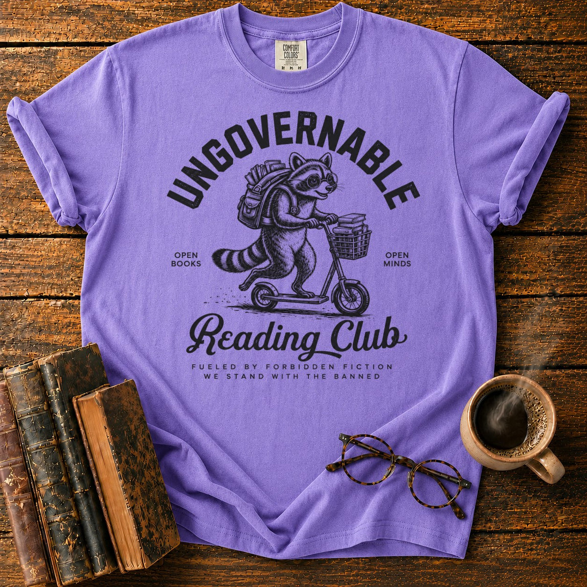 Ungovernable Reading Club Raccoon T-Shirt in Violet – BooksThreads