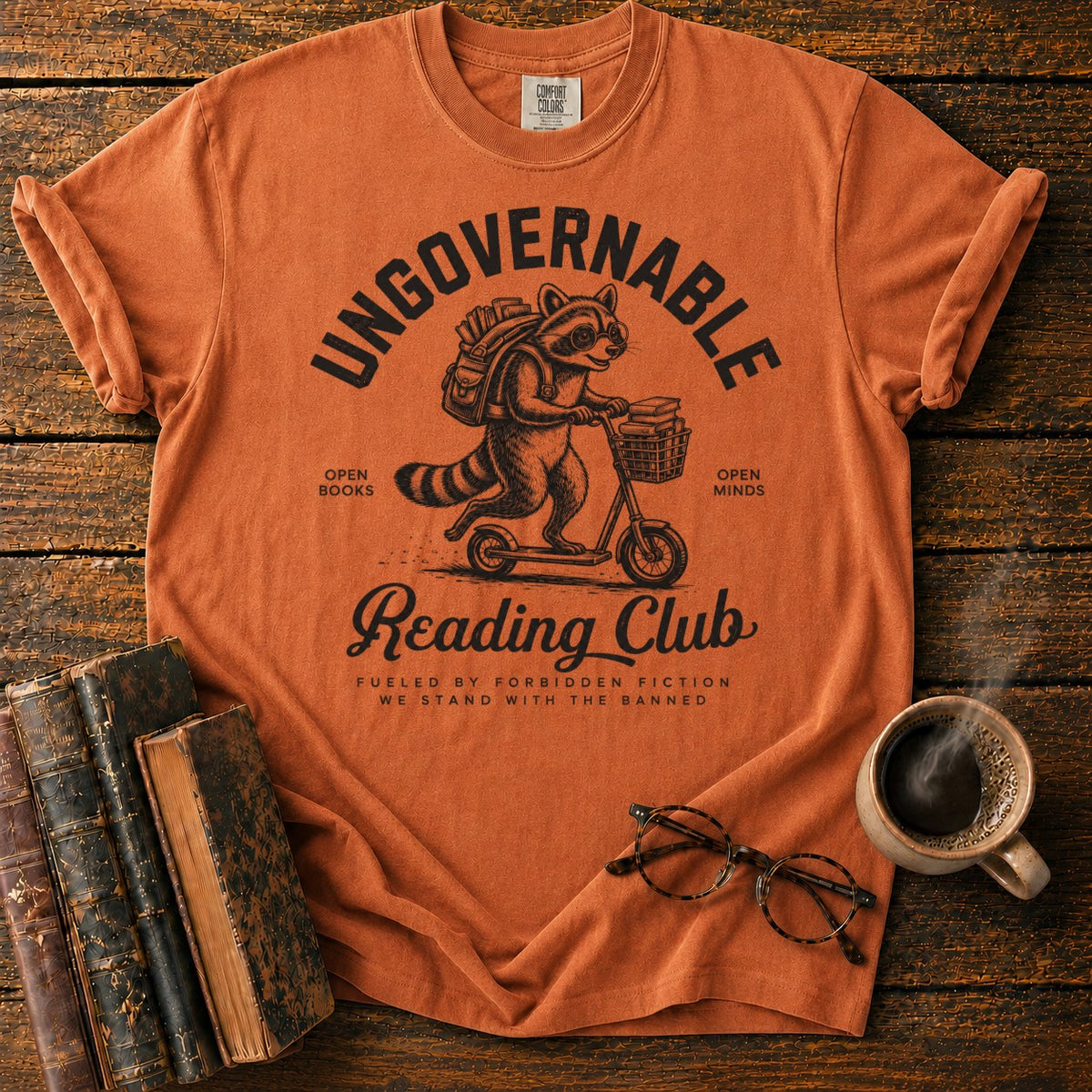Ungovernable Reading Club Raccoon T-Shirt in Yam – BooksThreads