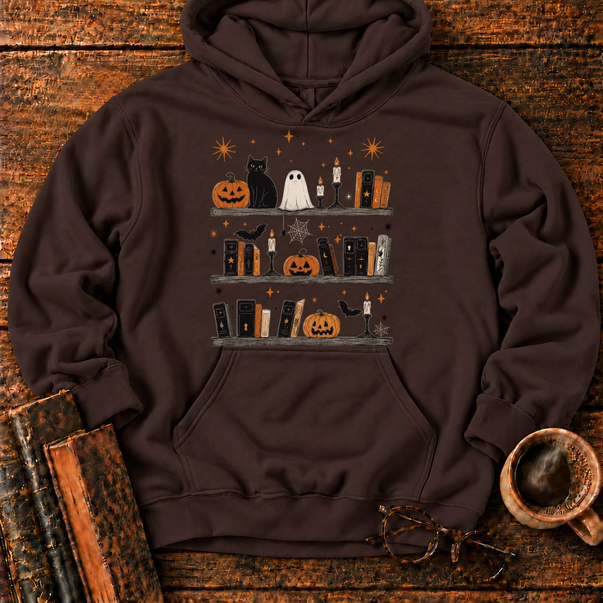 Spooky Halloween Bookshelf Display Hoodie