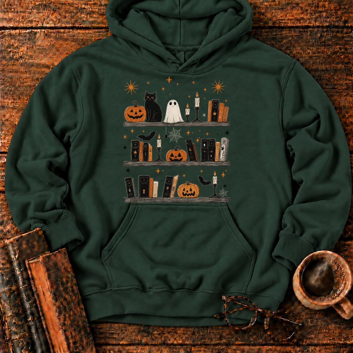 Spooky Halloween Bookshelf Display Hoodie