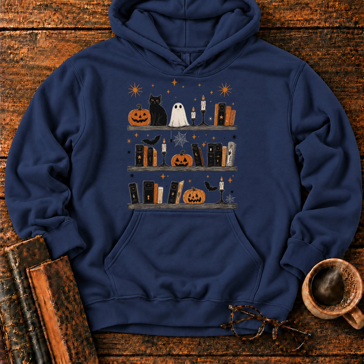 Spooky Halloween Bookshelf Display Hoodie