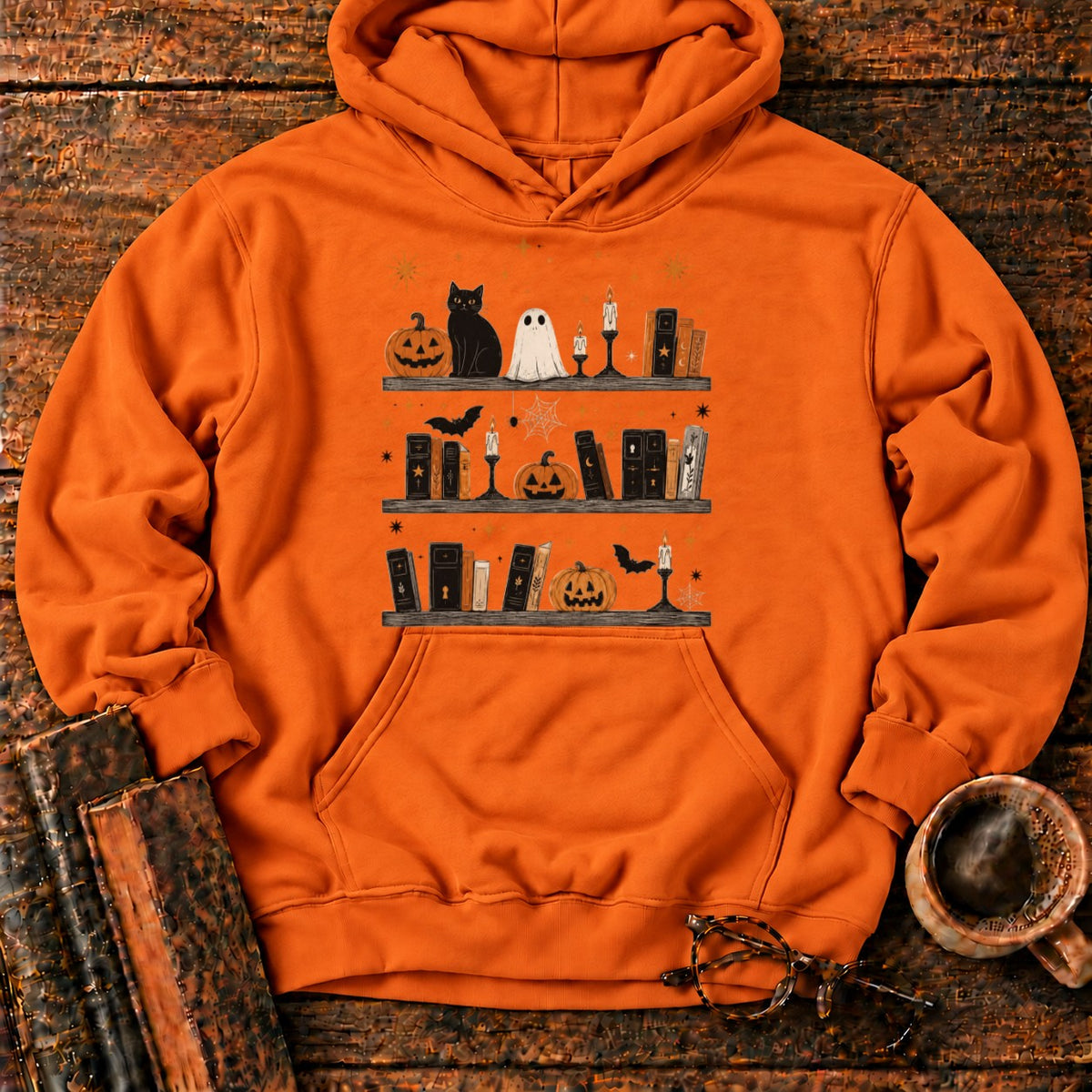 Spooky Halloween Bookshelf Display Hoodie
