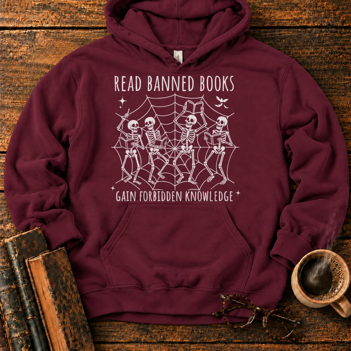 Dancing Skeletons Reading Banned Books Hoodie