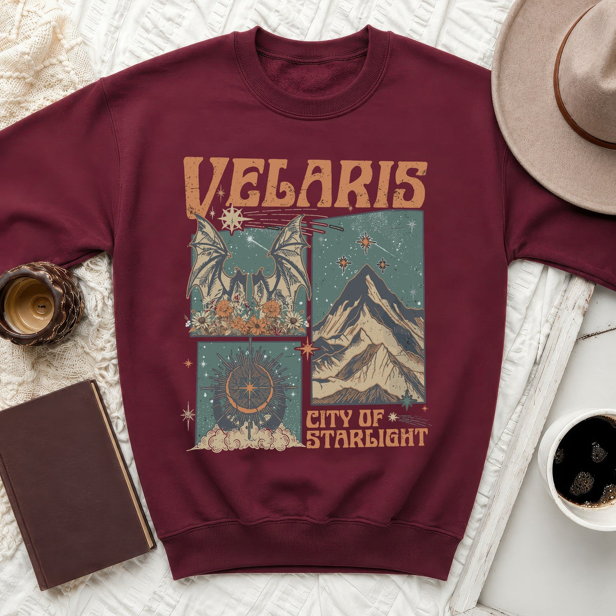 Velaris City of Starlight Celestial Mountain Sweatshirt