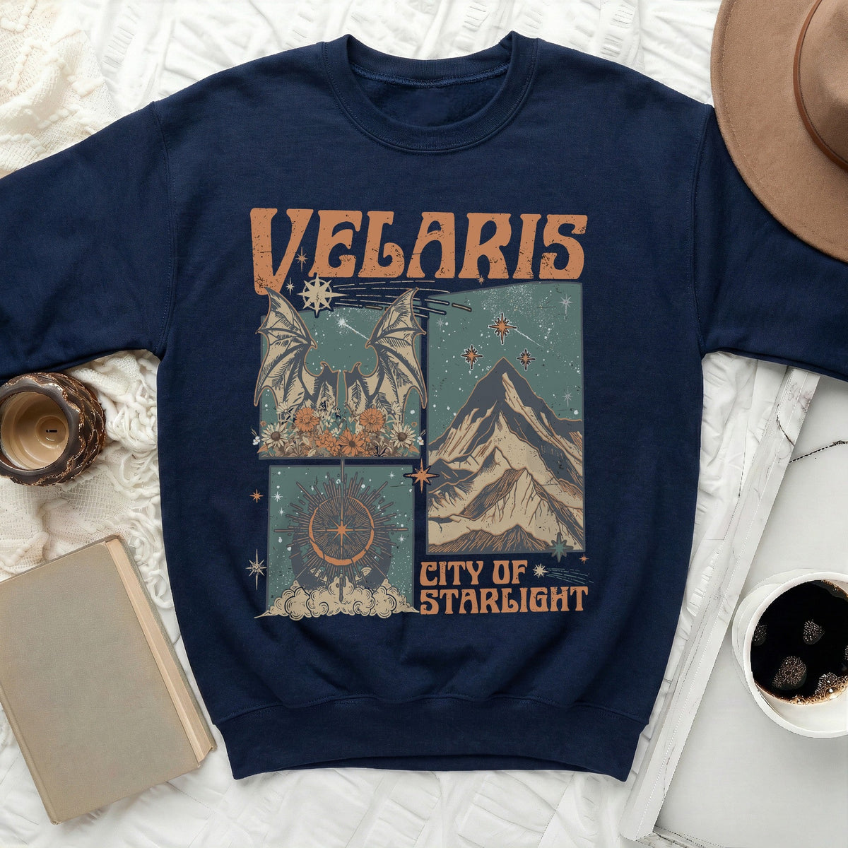 Velaris City of Starlight Celestial Mountain Sweatshirt