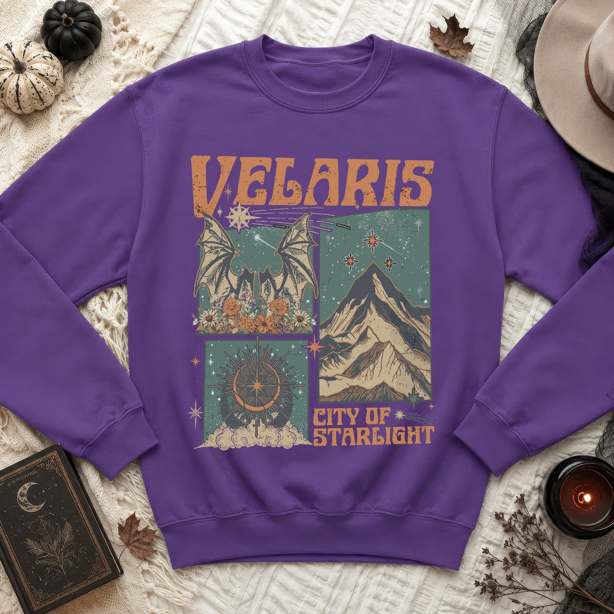 Velaris City of Starlight Celestial Mountain Sweatshirt