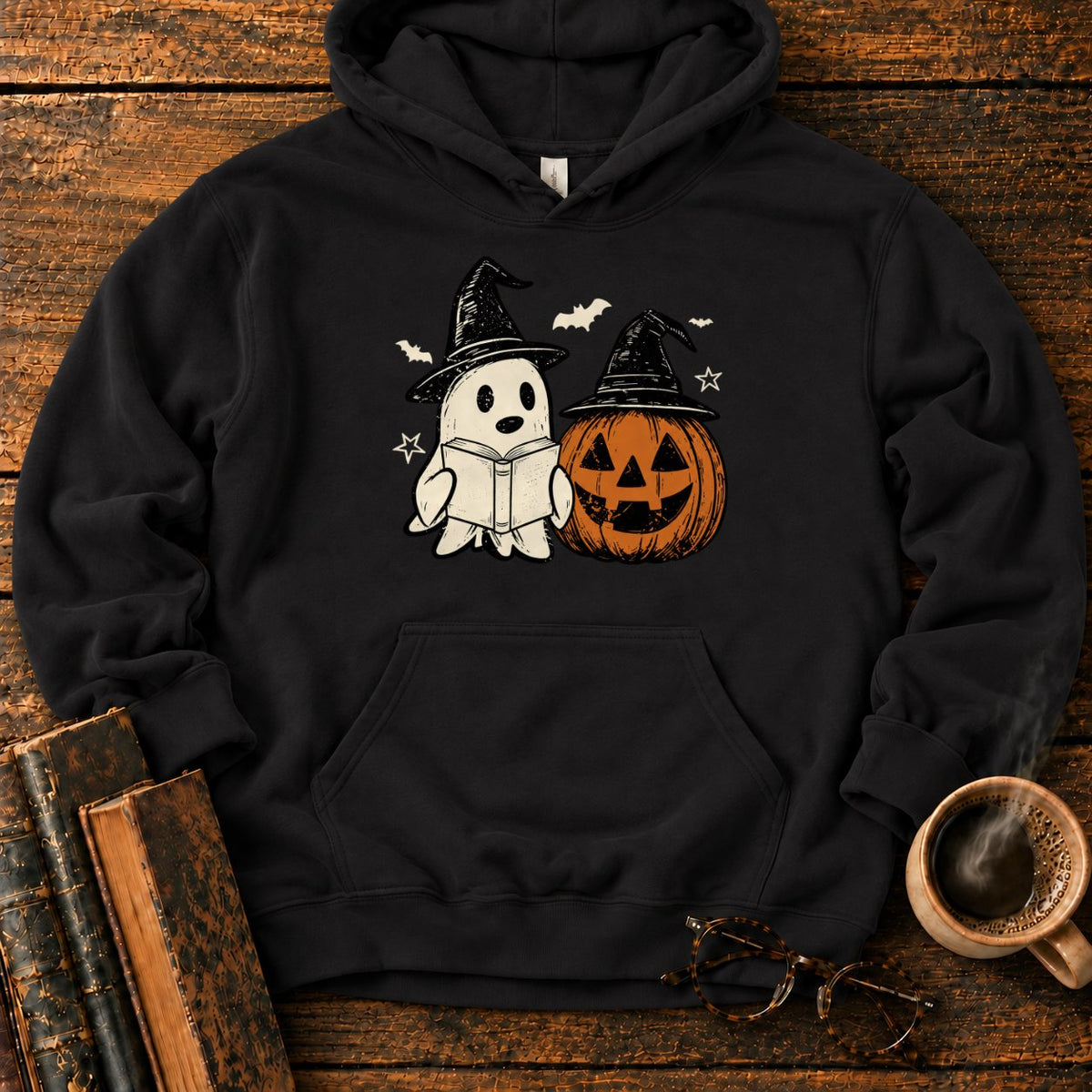 Vintage Ghost And Jack O’ Lantern Hoodie in Black – BooksThreads