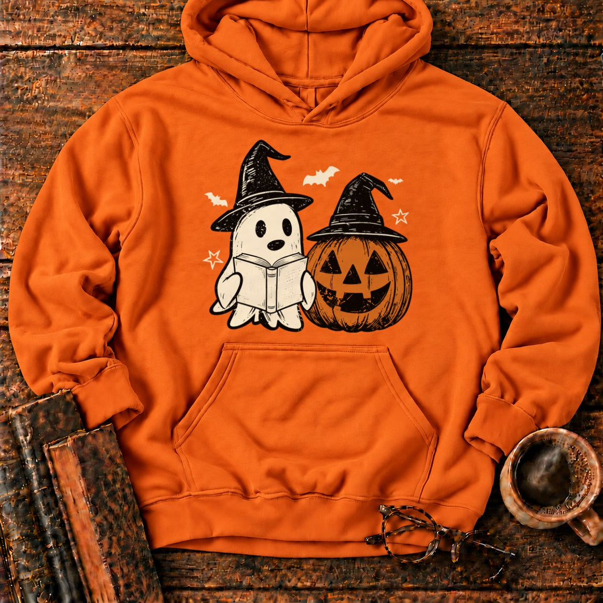 Vintage Ghost And Jack O’ Lantern Hoodie in Orange – BooksThreads