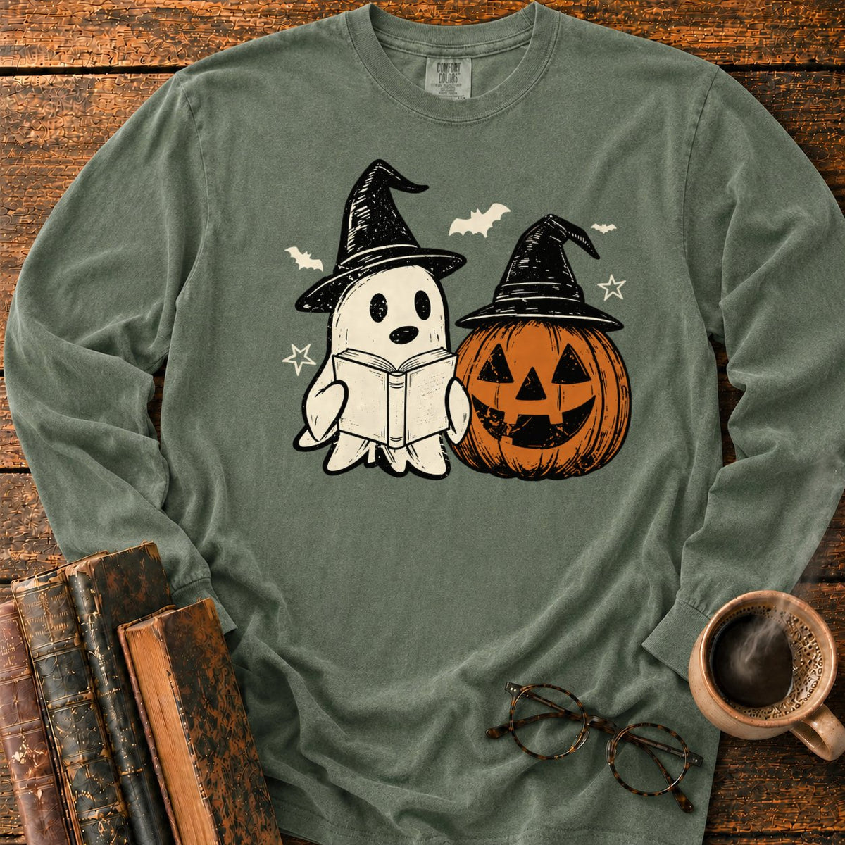 Vintage Ghost And Jack O’ Lantern LS T-Shirt in Hemp – BooksThreads