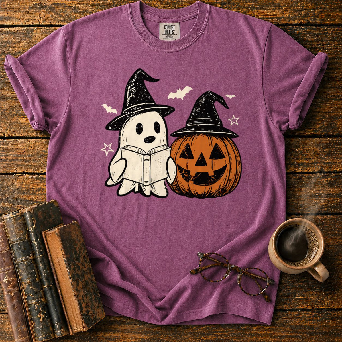 Vintage Ghost And Jack O’ Lantern T-Shirt in Berry – BooksThreads