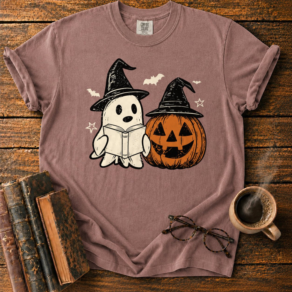 Vintage Ghost And Jack O’ Lantern T-Shirt in Espresso – BooksThreads
