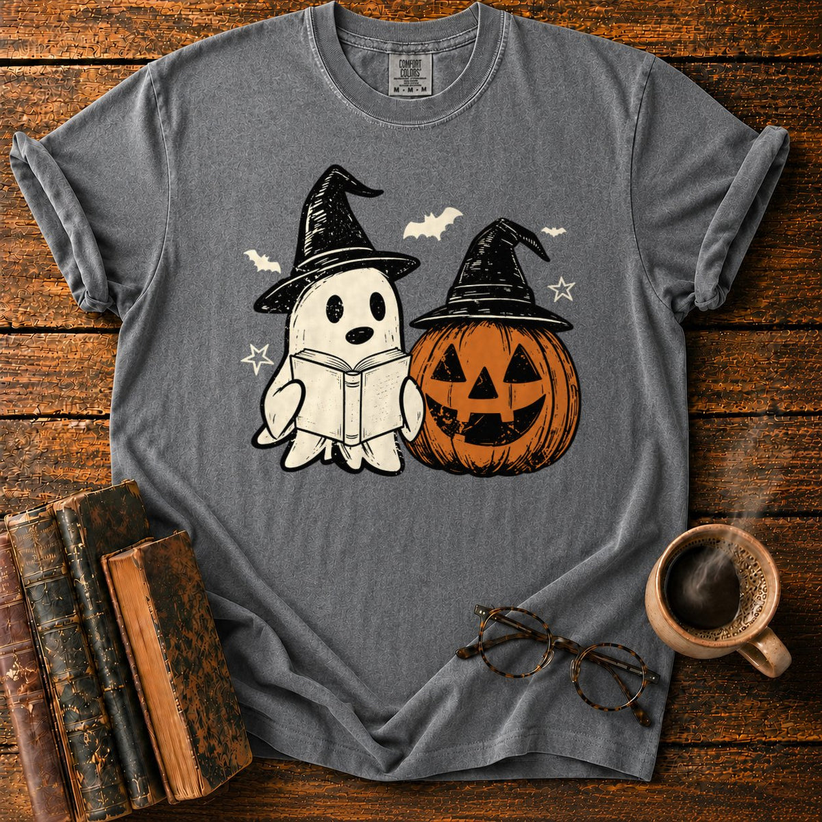 Vintage Ghost And Jack O’ Lantern T-Shirt in Pepper – BooksThreads