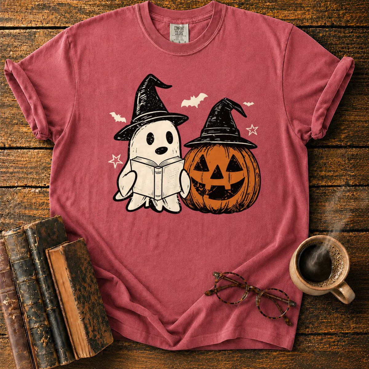 Vintage Ghost And Jack O’ Lantern T-Shirt in Watermelon – BooksThreads