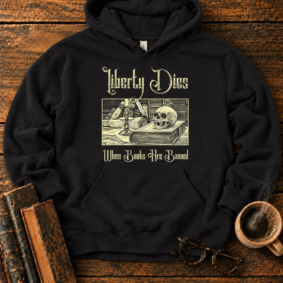 Vintage Gothic Bookplate Still Life Hoodie in Black – BooksThreads