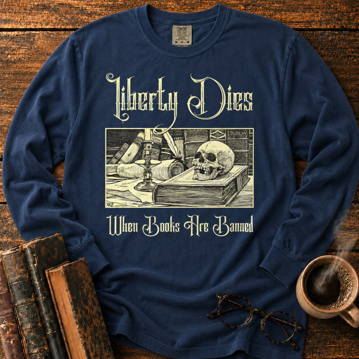 Vintage Gothic Bookplate Still Life LS T-Shirt in Midnight – BooksThreads