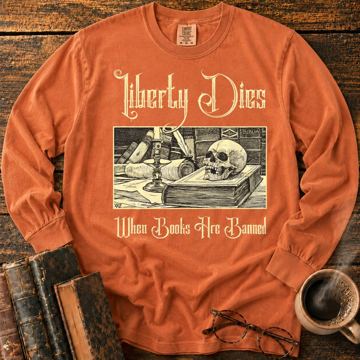 Vintage Gothic Bookplate Still Life LS T-Shirt in Yam – BooksThreads