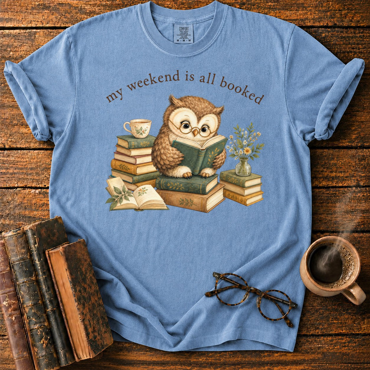 Vintage My Weekend Is All Booked T-Shirt in Blue Jean – BooksThreads