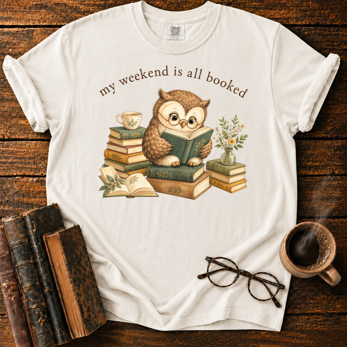 Vintage My Weekend Is All Booked T-Shirt in White – BooksThreads