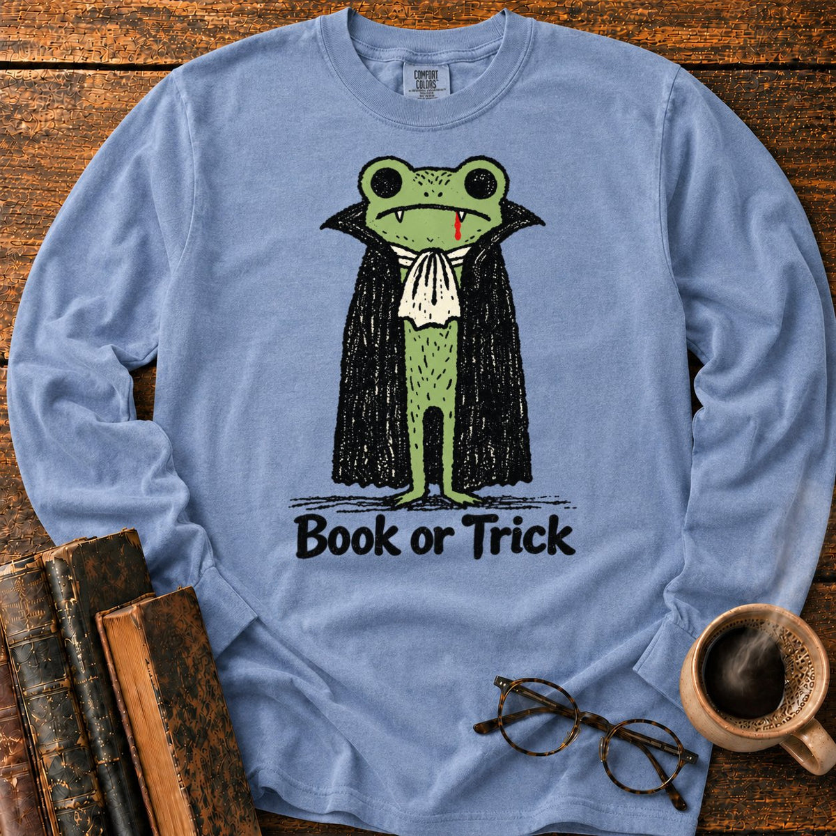 Vintage Vampire Frog LS T-Shirt in Blue Jean – BooksThreads