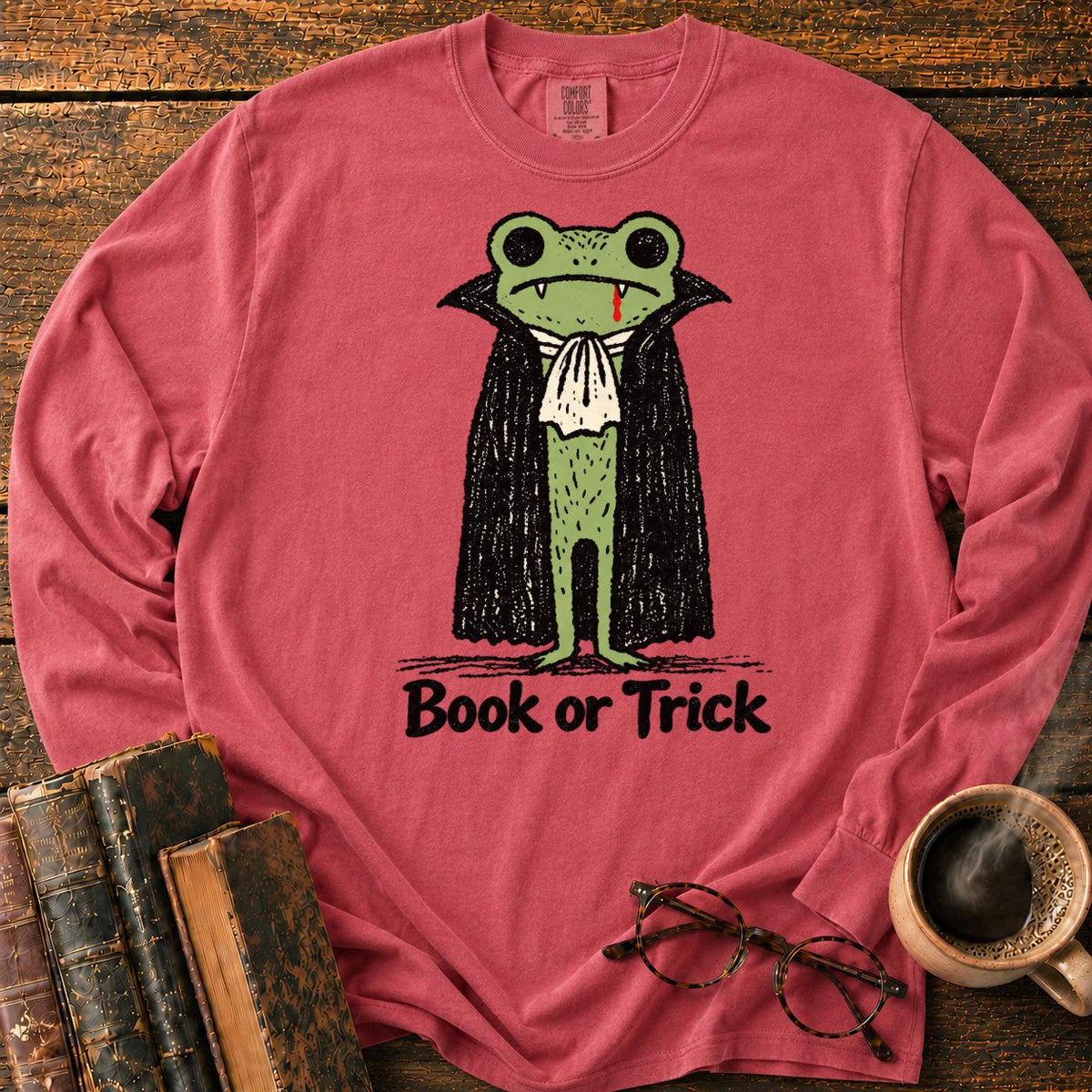 Vintage Vampire Frog LS T-Shirt in Crimson – BooksThreads