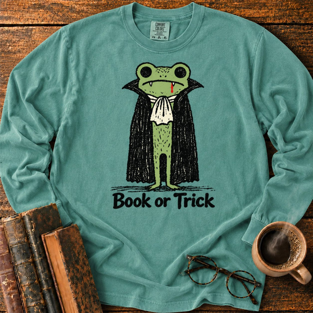 Vintage Vampire Frog LS T-Shirt in Light Green – BooksThreads