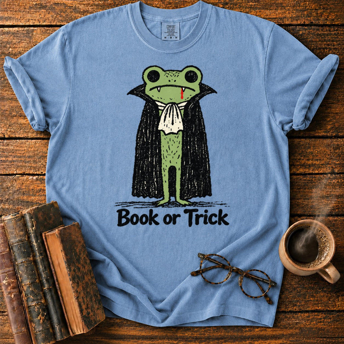 Vintage Vampire Frog T-Shirt in Blue Jean – BooksThreads