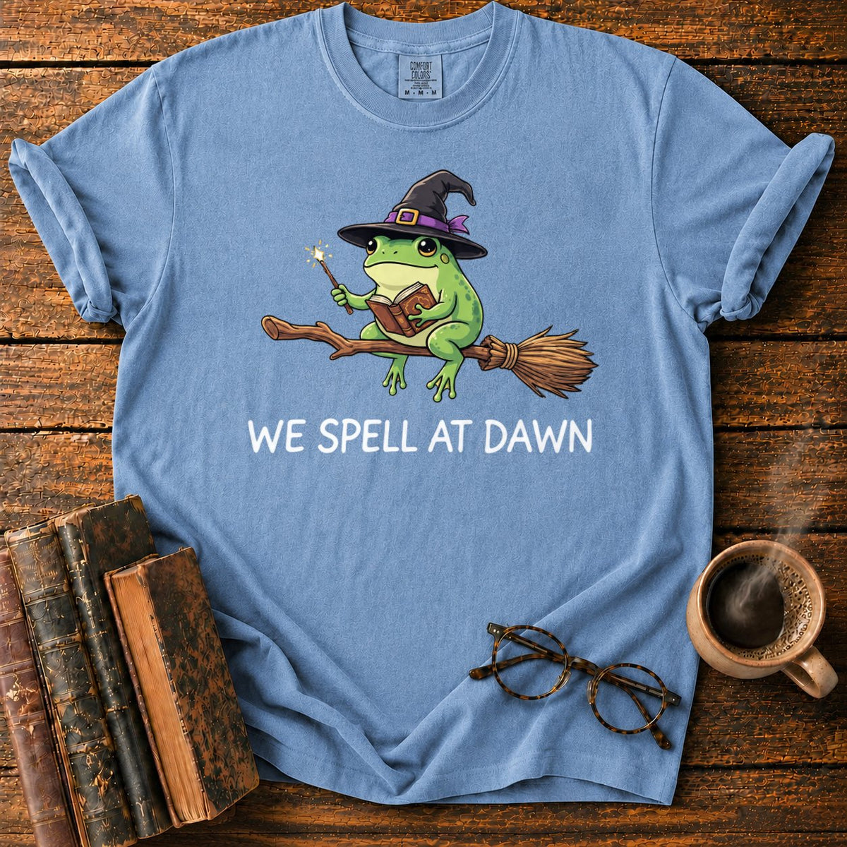 We Spell At Dawn T-Shirt in Blue Jean – BooksThreads