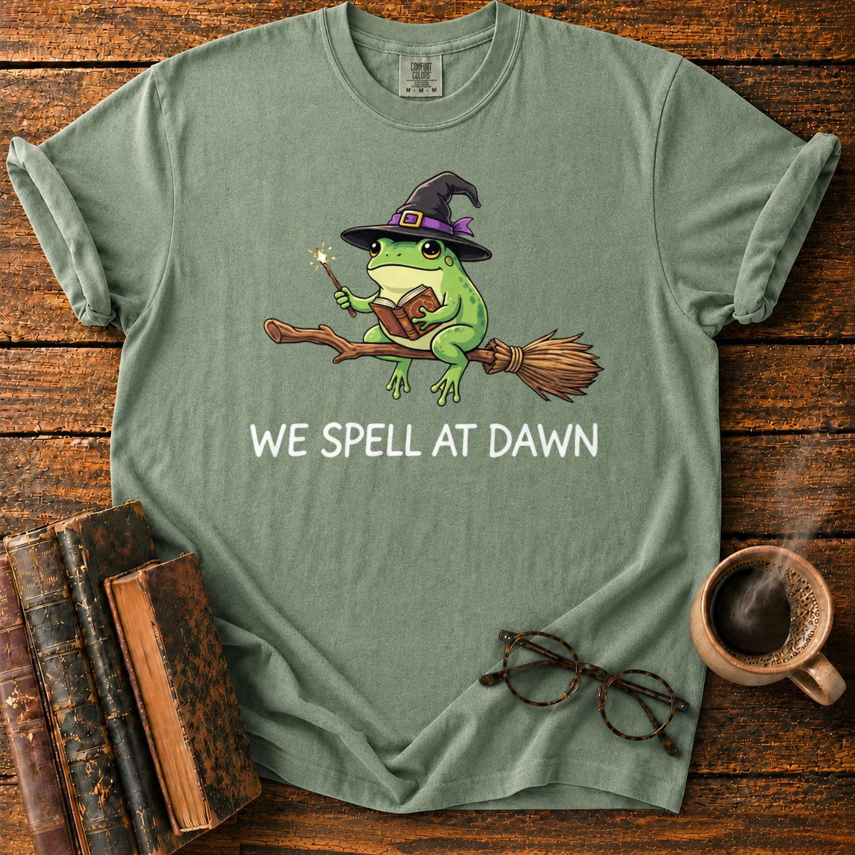 We Spell At Dawn T-Shirt in Moss – BooksThreads