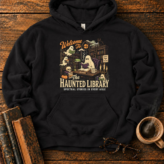 Welcome To The Haunted Library Hoodie in Black – BooksThreads