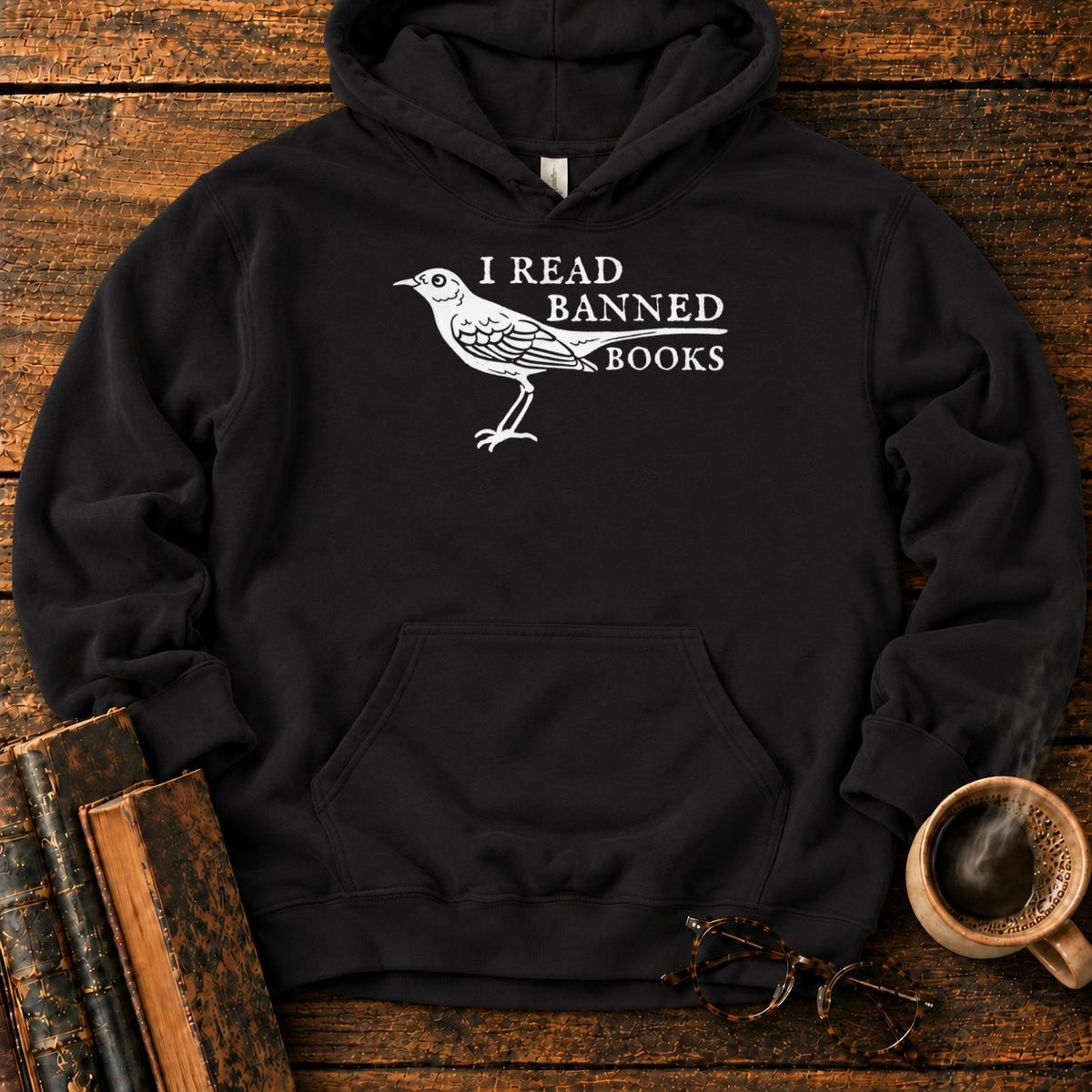 White Songbird And Banned Books Hoodie in Black – BooksThreads