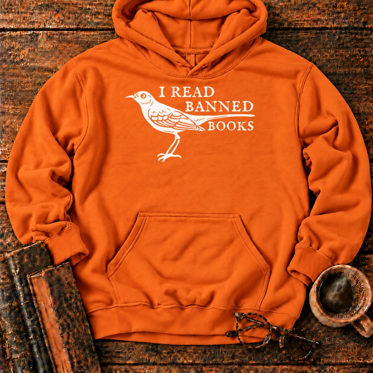 White Songbird And Banned Books Hoodie in Orange – BooksThreads