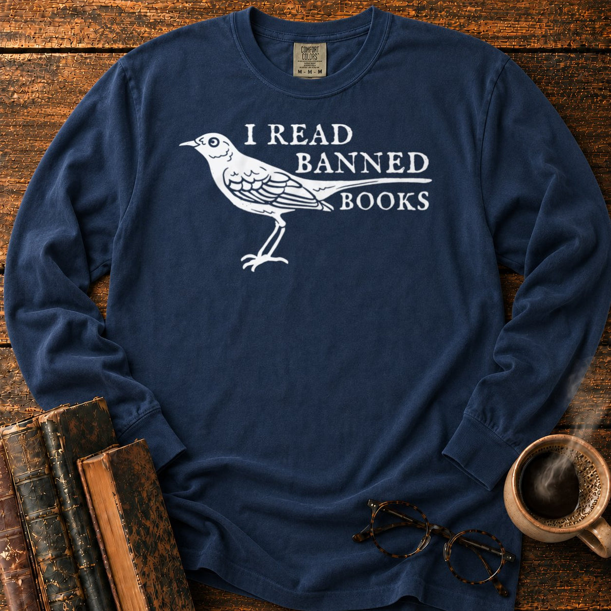 White Songbird And Banned Books LS T-Shirt in Midnight – BooksThreads