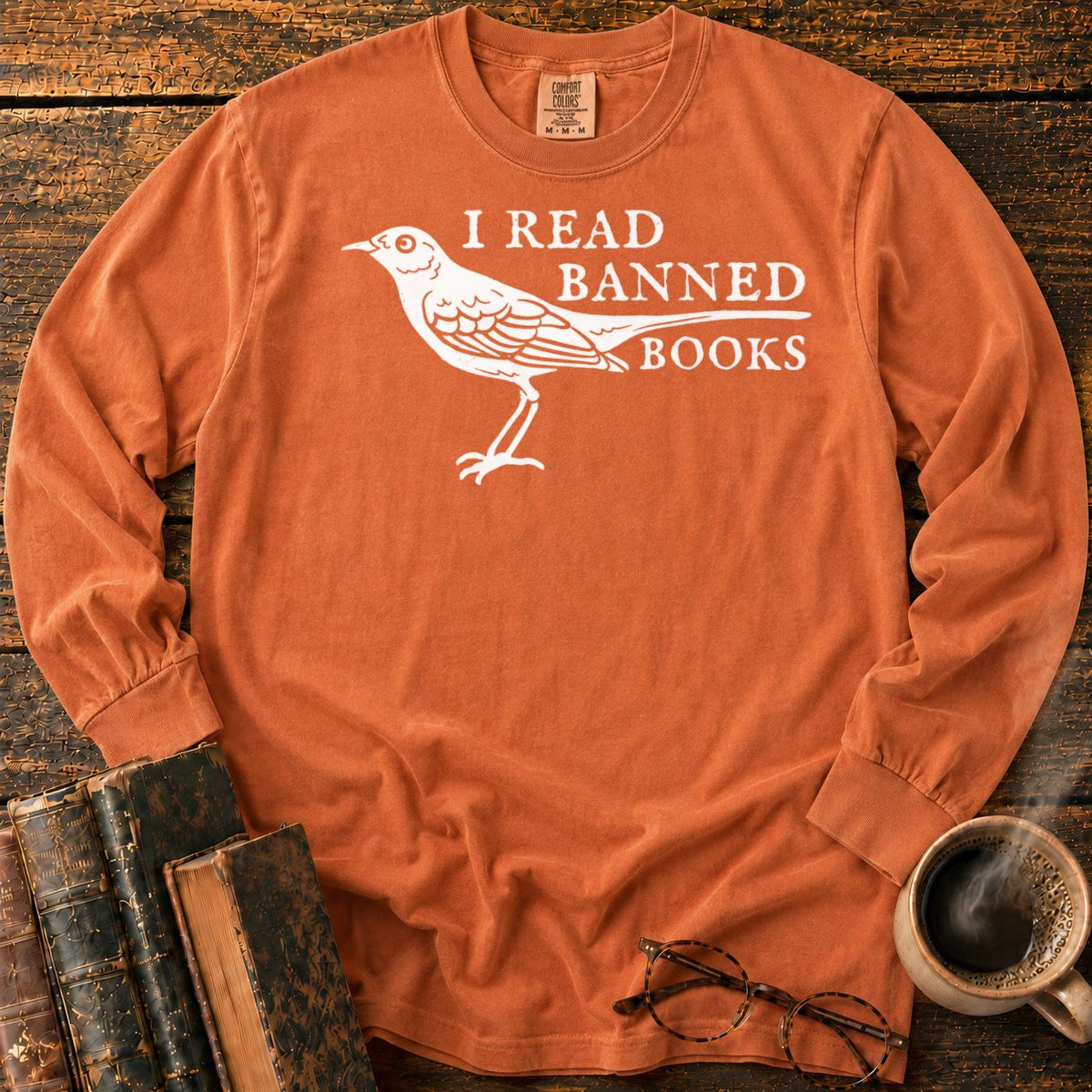 White Songbird And Banned Books LS T-Shirt in Yam – BooksThreads