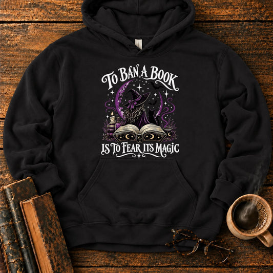 Witch, Cat, And Enchanted Book Hoodie in Black – BooksThreads