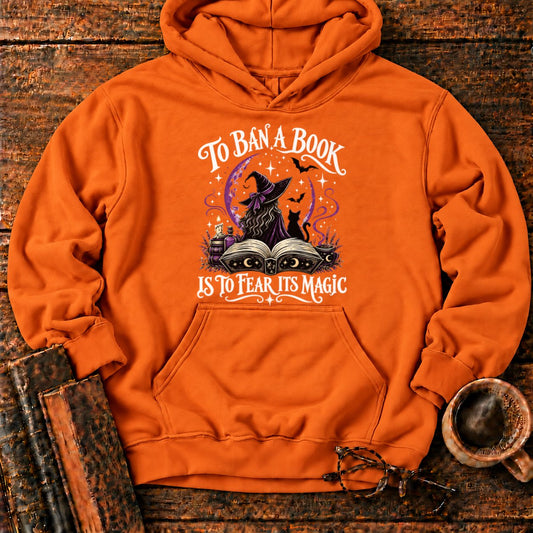 Witch, Cat, And Enchanted Book Hoodie in Orange – BooksThreads