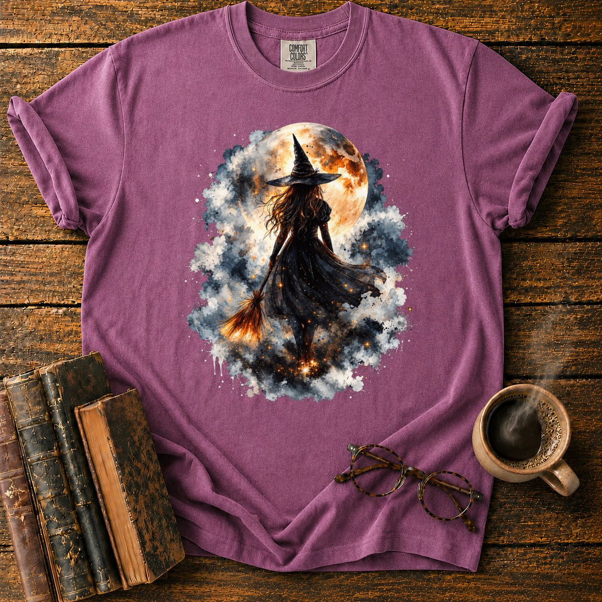 Witch Moon Watercolor T-Shirt in Berry – BooksThreads