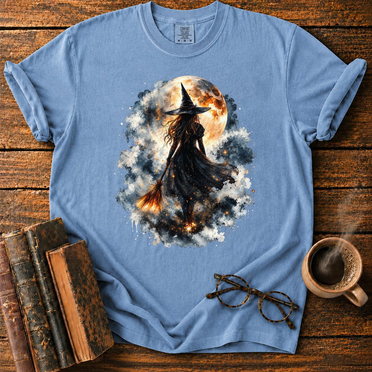 Witch Moon Watercolor T-Shirt in Blue Jean – BooksThreads